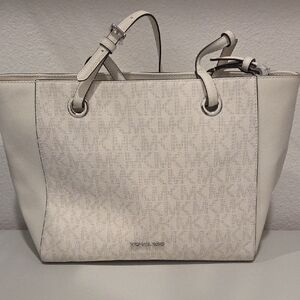 Michael Kors Cream White OPT/ALLUM MK Logo Tote